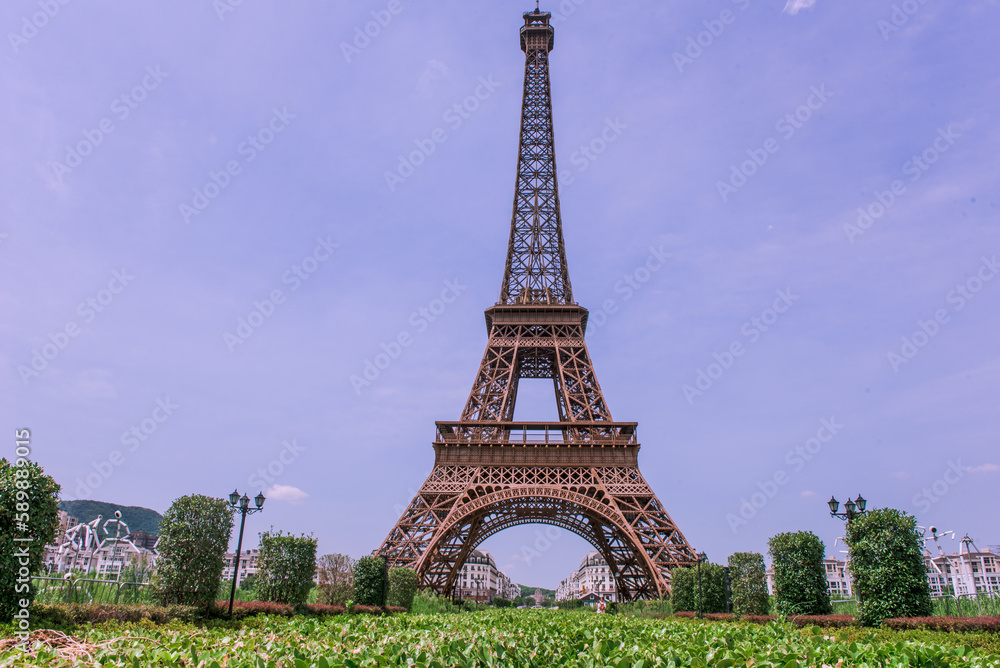 Tianducheng, China is suburb of Hangzhou, Zhejiang Province Eiffle Tower is a life size replica of Paris, France.
