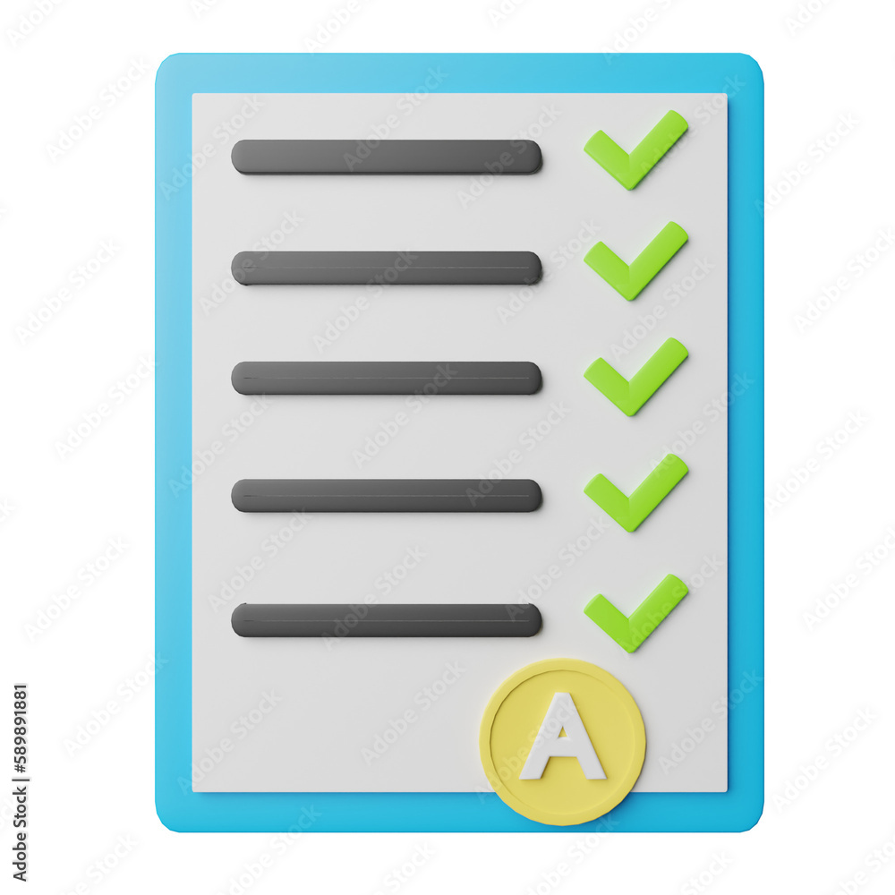 3D Render Note with Badge Illustration on a Transprent Background 3D Render Note with Badge Illustration on a Transprent Background