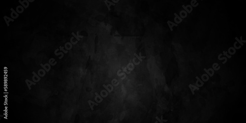 Black and dark grey grainy stone and concrete wall texture background. Panorama dark grey black slate background and texture. Old grunge Wall concrete texture background.