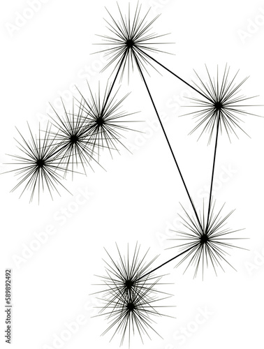 Fototapeta Naklejka Na Ścianę i Meble -  Libra Zodiac Star sign star Constellation, black vector line drawing