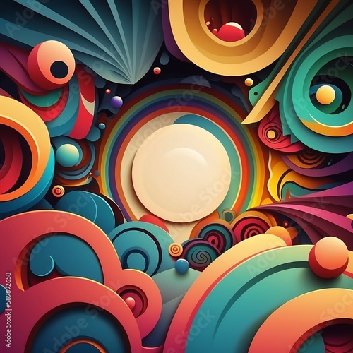 abstract background for design. Geometric shapes, swirls and circles, swirly design, desktop background, trippy background, psychedelic art, psychedelic background, Generative, AI, Generative AI 