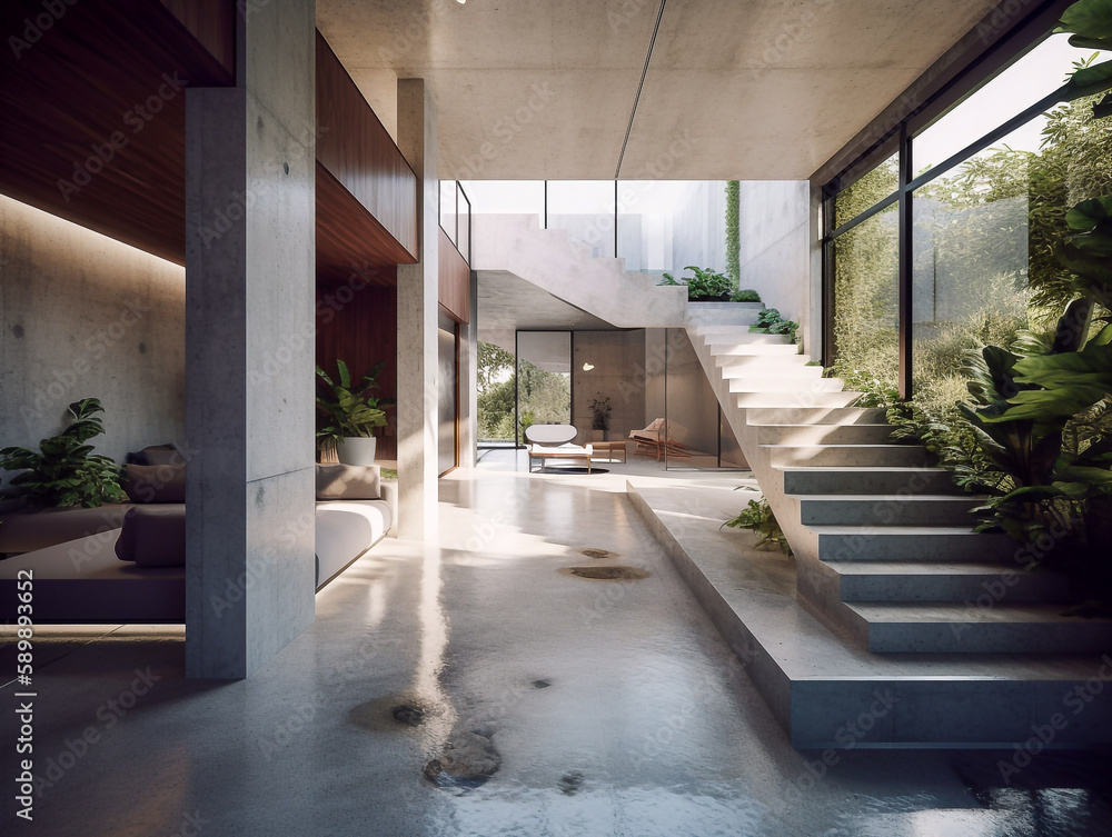 Stairway in a luxury spa - ai generative Stairway in a luxury spa - ai generative