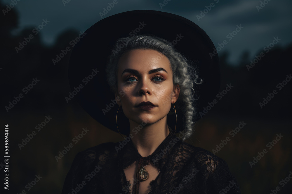 Portrait of a beautiful witch created with AI Portrait of a beautiful witch created with AI