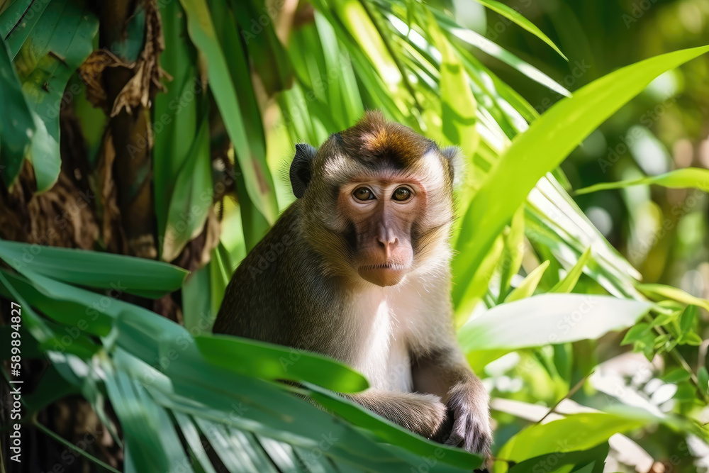 Fotografie Cute monkey in the jungle created with AI