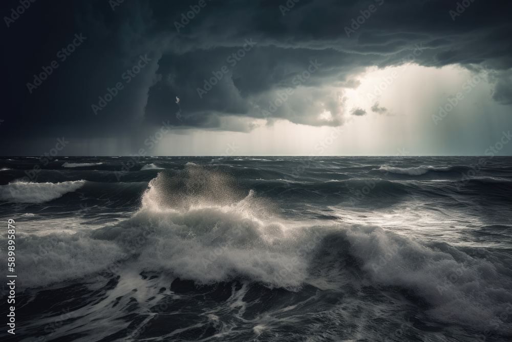 Storm over the ocean created with AI