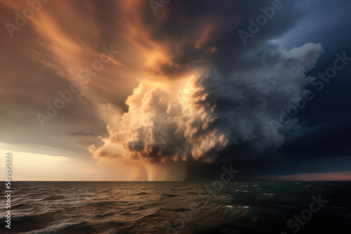 Storm over the ocean created with AI