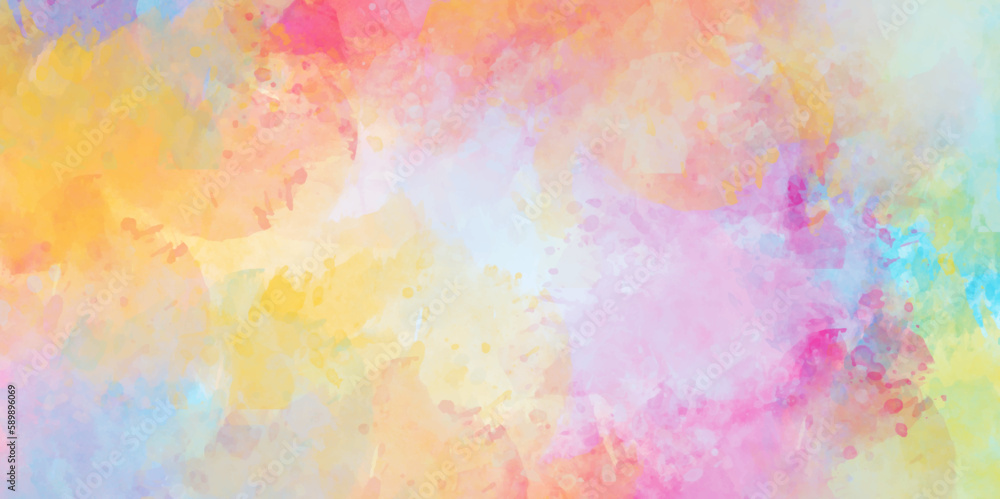 Abstract watercolor background with colorful ink painted textured. 