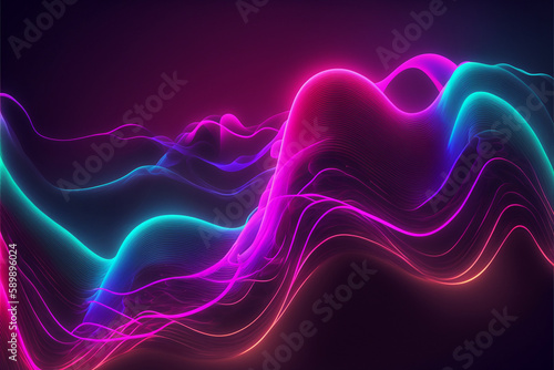 Abstract background with glowing neon lines for a visually stunning and modern aesthetic, Generative AI