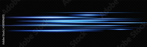 Motion light effect for banners. Blue lines. The effect of speed on a blue background. lines of light, speed and movement. Vector lens flare.