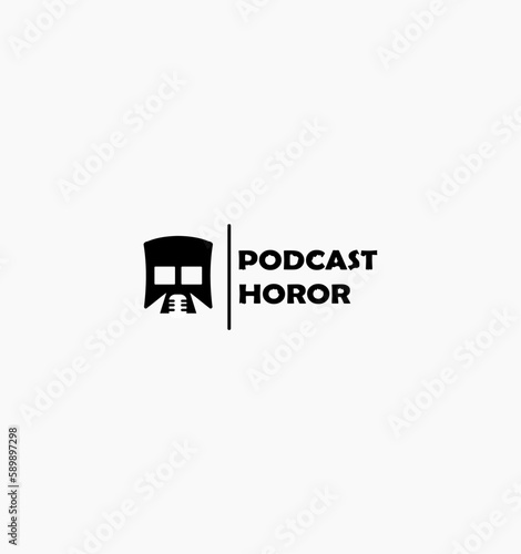 podcast horor logo using microfone and skullicon