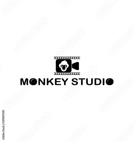 Logo letter monkey studio,camera studio logo