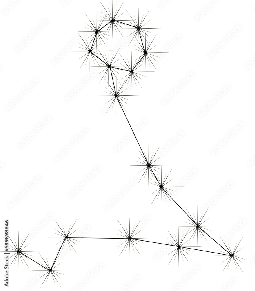 Zodiac star sign, Pisces, star Constellation vector line drawing  