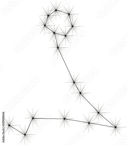 Zodiac star sign, Pisces, star Constellation vector line drawing  