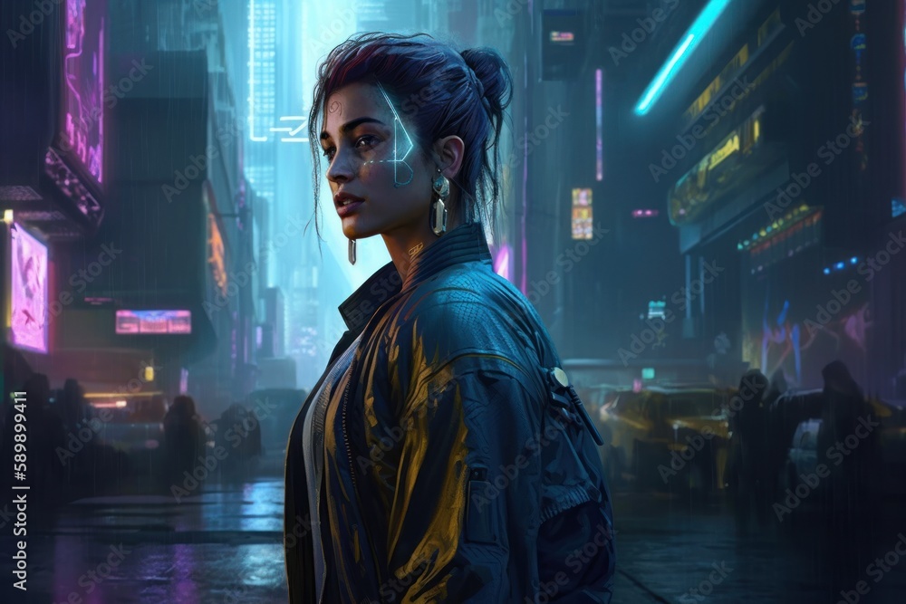 Obraz premium Cyberpunk Style Game Art Wallpaper Background