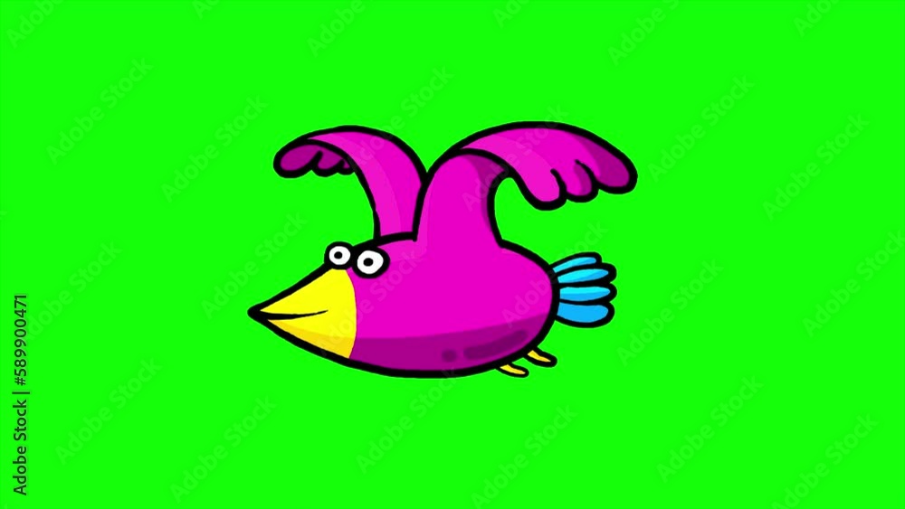 Flying CMYK pigeon - loop on green screen. Sweet bird good for any ...