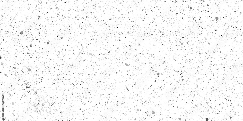 Black and white vintage grunge futuristic background. Suitable to create unique overlay textures with the effect of scratching, antiquity and old material. bokeh black dots on white background