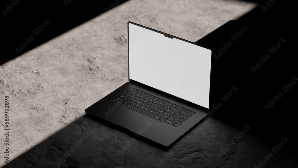 Macbook Pro M2 2023 mockup. Notebook blank display. Apple MacBook Pro