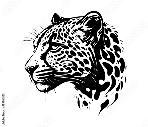 Leopard Face, Silhouettes Leopard Face SVG, black and white Leopard vector