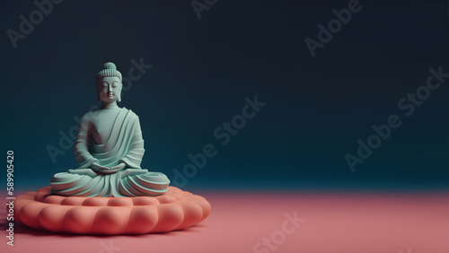 Statue of Buddha in meditation digital render