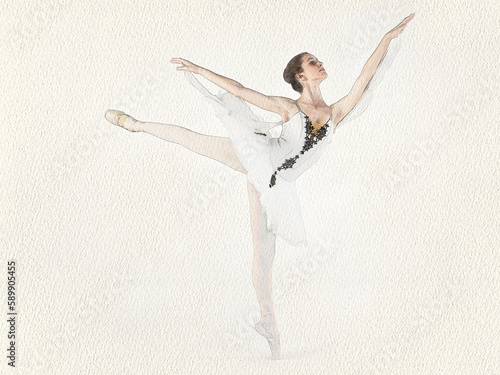 Watercolor with a ballet dancer