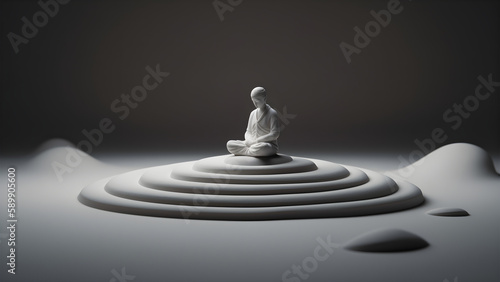 Man in mediation minimalist digital render