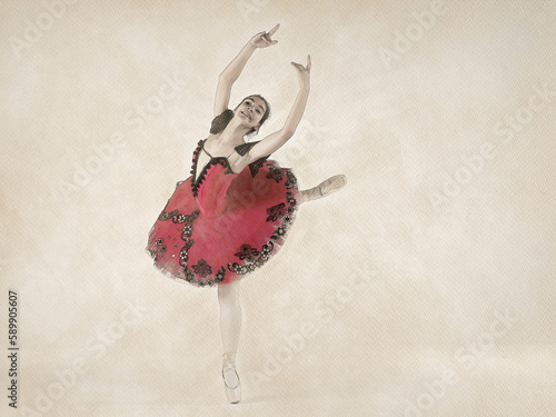 Watercolor with a ballet dancer