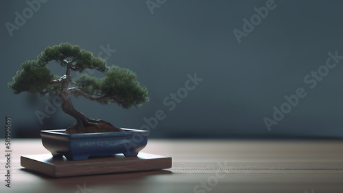 Japanese Bonsai Tree, Zen State of Mind digital concept render