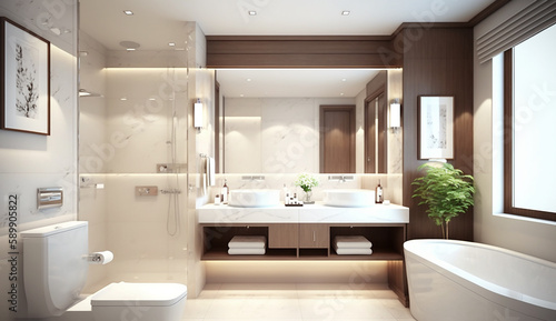 Modern Hotel Bathroom  Generative AI