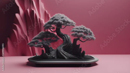 Japanese Bonsai Tree, Zen State of Mind digital concept render