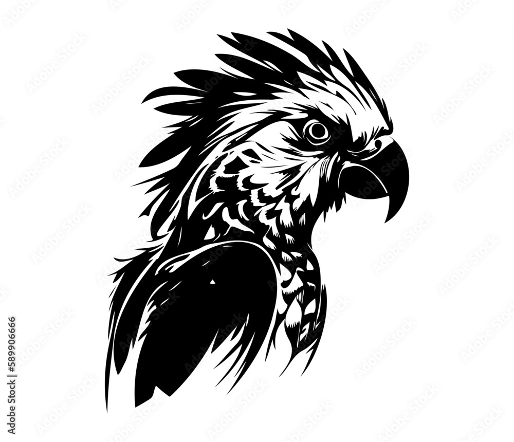 Parrot Face, Silhouettes Parrot Face SVG, black and white Parrot vector Parrot Face, Silhouettes Parrot Face SVG, black and white Parrot vector
