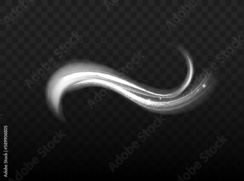 Golden glowing shiny lines effect vector background. Luminous white lines of speed. Light glowing effect. Abstract motion lines. Light trail wave
