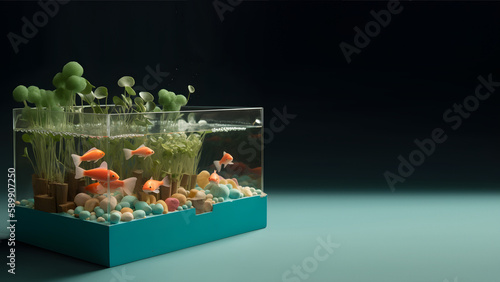 Tabletop Goldfish Aquarium abstract digital render