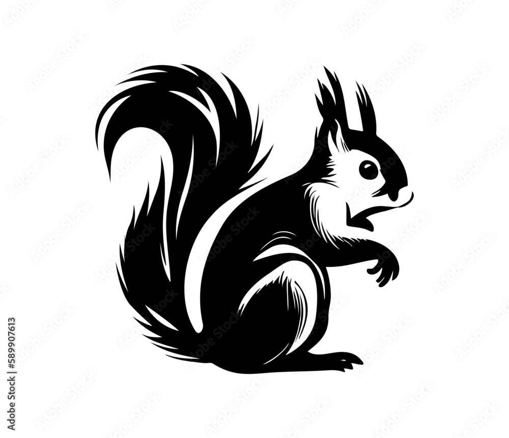 Squirrel Face, Silhouettes Squirrel Face SVG, black and white Squirrel vector