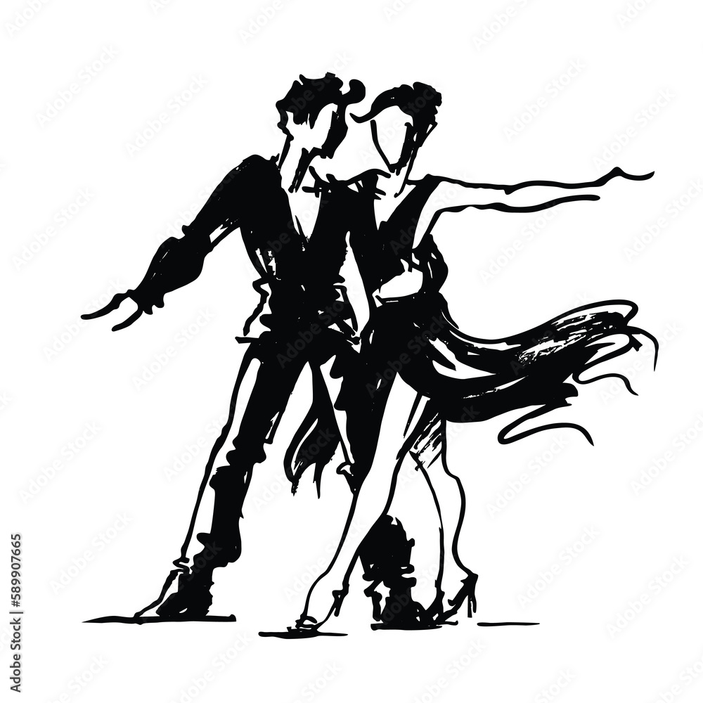 Man and woman dancing. Stylish dancers. Professional dancers. Dancing and loving couple. Dancing ballroom