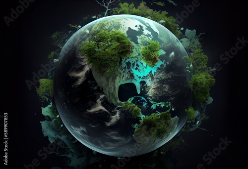 Green planet Earth  eco planet. Generative AI