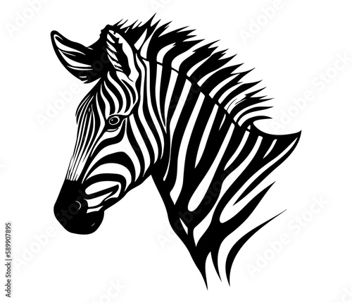 Zebra Face, Silhouettes Zebra Face SVG, black and white Zebra vector