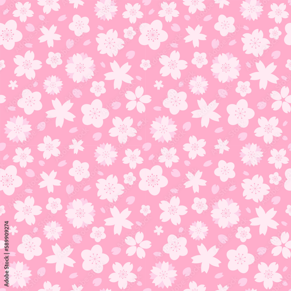 Seamless pattern with geometrical pink sakura flowers for Hanami Seamless pattern with geometrical pink sakura flowers for Hanami