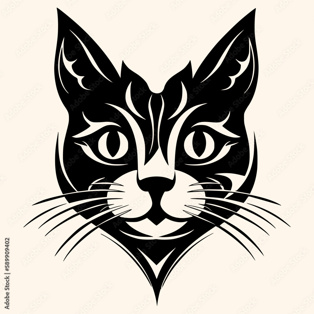 Obraz premium Cat vector for logo or icon, drawing Elegant minimalist style,abstract style Illustration