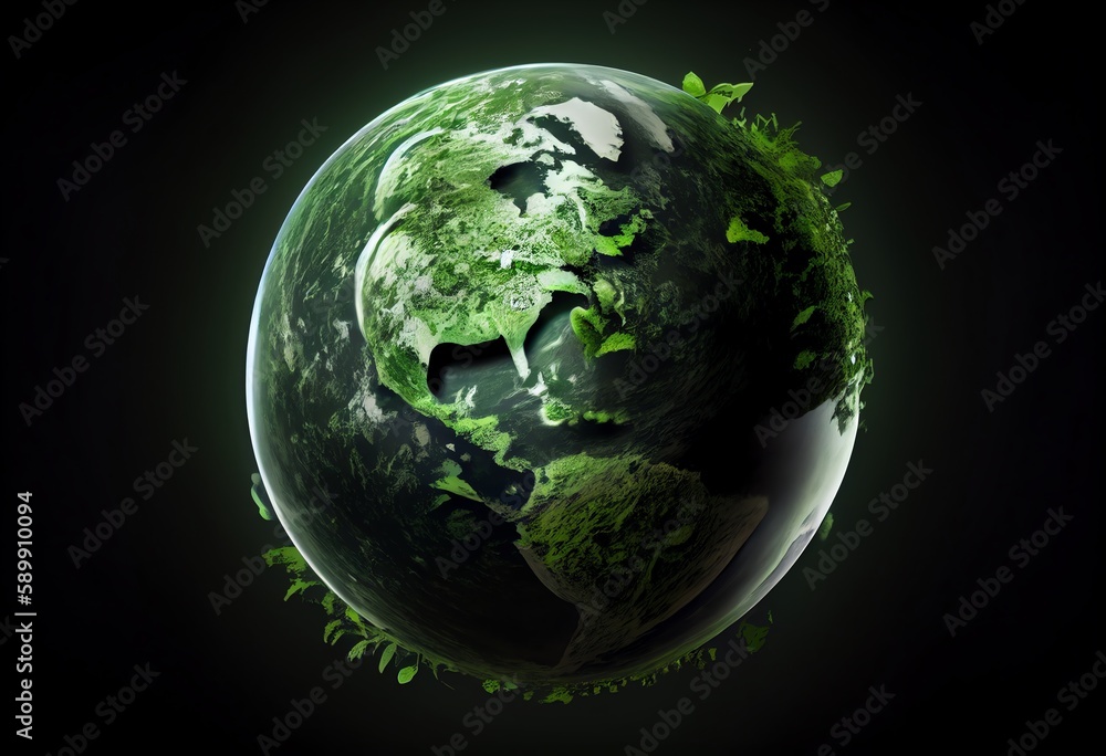 Fototapeta premium Green planet Earth, eco planet. Generative AI