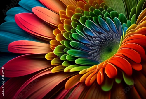 A close-up of a colorful Gerbera daisy petal. Generative AI
