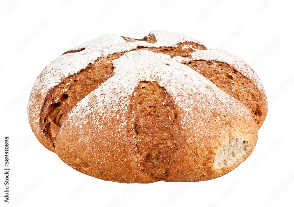 Freshly baked bread isolated on transparent background. Png format	
