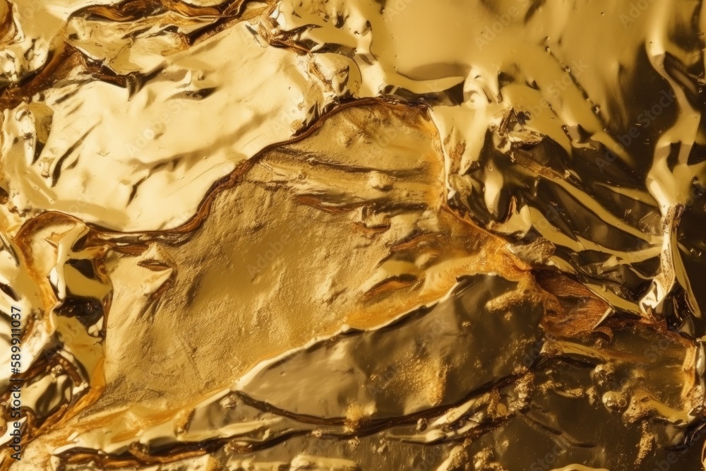 Captivating Closeup of Shimmering Gold Foil from Above, Generative AI