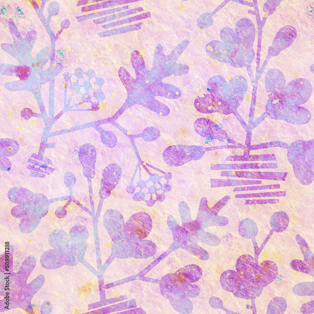 Obraz premium Seamless background with floral ornament. Raster illustration for design. Seamless pattern. Printing on fabric and paper.