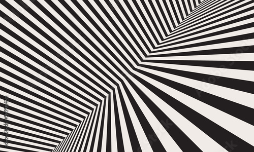 Black and white abstract art background with diagonal lines. Striped optical illusion.