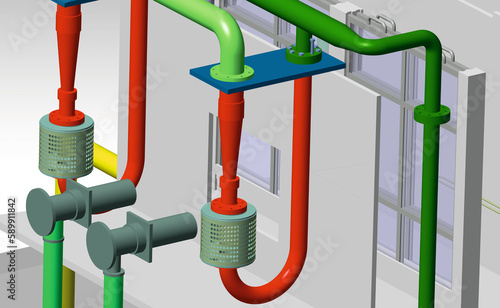 lube oil turbine system 3D illustration