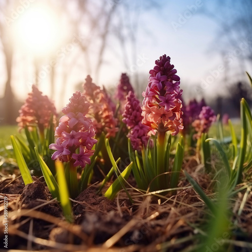 hyacinths spring flowers in the garden HD photography, AI photo