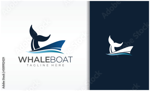 Boat and whale tail logo