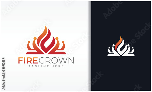 fire crown logo with teamwork emblem