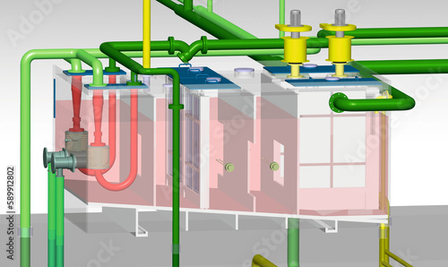 lube oil turbine system 3D illustration