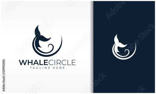 Whale tail logo with circle